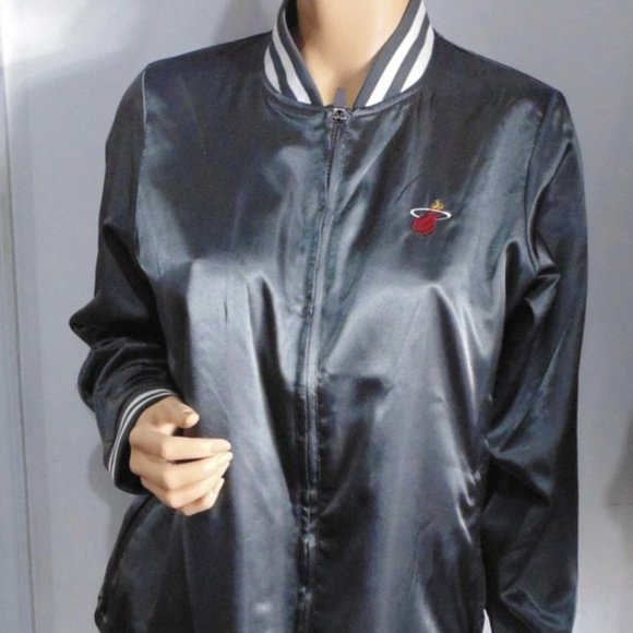 MIAMI HEAT Basketball Gray Satin jacket - Picture 1 of 7